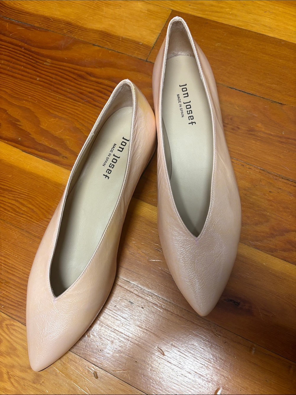 NWT Jon Josef Anthropologie Pink Wrinkle Patent Leather Flats Size 9